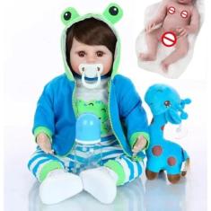 Bebe Boneco Reborn Menino Girafinha Corpo 100% Silicone 48cm Realista 