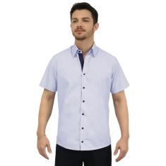 Camisa Social Masculina Slim - DEMORGAN, Azul, GG
