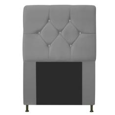 Cabeceira França Estofada Strass 90cm Cama Box Solteiro Suede Cinza - Amarena Móveis