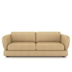 Sofá Living 2 Lugares 185cm Pés Madeira Dalian Couro Legítimo Bege G52 - Gran Belo