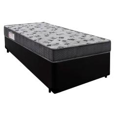 Cama Box Solteiro Sintético + Colchão De Molas Ensacadas Sereneprime 88x188x58cm Preto