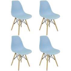 Kit 4 Cadeiras Charles Eames Eiffel Wood Design - Azul Claro