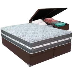Cama Box Baú Marrom E Colchão Black Graphite Molas Ensacadas King 193x
