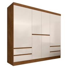 Roupeiro Casal 6 Portas 4 Gavetas Diplomata Freijó/Off Premium - Móveis Arapongas