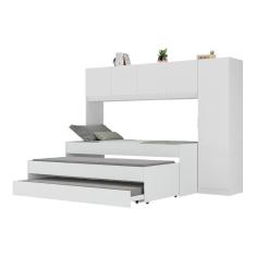 Tricama De Solteiro Com Colchão E Guarda-roupas Dublin Multimóveis Mp4038 Branca