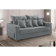 Sofá 3 Lugares Beny 200cm com Almofadas e Pés de Madeira - Vicam Estof