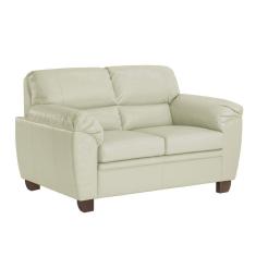 Sofá 2 Lugares Sala de Estar Pés Em Madeira Nauru Couro Off White Gran Belo