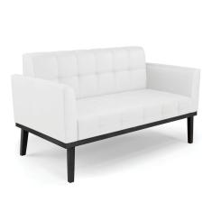 Sofá Namoradeira 2 Lugares Base De Madeira Preto Elisa Corino Branco D03 - D`rossi