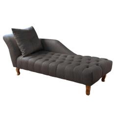 Divã Chesterfield Anna Recamier 160Cm Via Encanto Veludo Cinza Lado Esquerdo