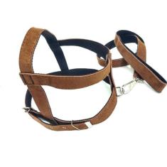 Conjunto Peitoral e Guia de Camurça 25mm Marrom Tamanho 7 - Nica pet