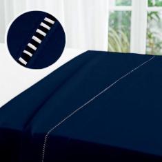 Lençol de Cima Viúvo Sem Elástico C/ Vira e Ponto Palito Tecido Percal