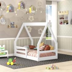 Mini Cama Montessoriano Cabaninha com Grade em Madeira Maciça - Casatema