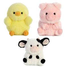 Pacote de animais de fazenda de bichos de pelúcia Aurora World, 5 cm cada