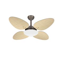 Ventilador Teto Trevo Bronze 4 Pás Palha Quarto Ventax 110V