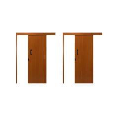 Kit com 2 Portas de Correr Madeira 215x90cm Sobrepor Reversível Melamínico Mogno