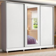 Guarda Roupa Casal 100% MDF Madesa Eros 3 Portas de Correr com Espelho