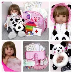 Boneca Tipo Reborn Silicone Pandinha Linda Princesa 19 Itens - Cegonha