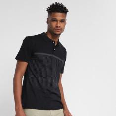 Camisa Polo Ultimato Listras Masculina, Preto, P