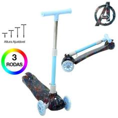 Patinete Avengers Azul Infantil de 3 Rodas com Led nas Rodas - Maciel 