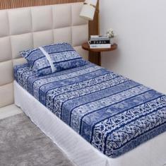 Lençol Solteiro Estampado Elástico 100% Algodão Varias Cores - Meta Ma