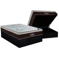 Cama Box Baú Casal: Colchão Molas Ensacadas Ortobom Sleep King + Base crc Suede Black (138x188)