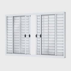 Janela de Alumínio Veneziana de Correr Central 6 Folhas 100x200cm Riobras
