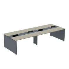 Mesa De Plataforma Dupla Para 4 Pessoas Corporativa 140x140-4p Nogueira Casablanca-grafito