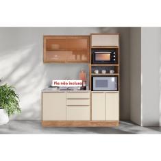 Cozinha Modulada Completa Versalis 3 Peças 1 Aéreo + Balcão + 1 Torre Quente C3p192 Freijó Cinza Argila Herval