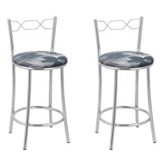 Kit 2 Banquetas Cromadas Bc51-c - E510 Cromada/Azul