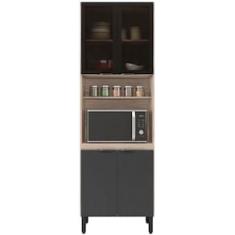 Paneleiro Duplo Demóbile Firenze com 4 Portas, 4 Prateleiras e Nicho para Micro-ondas