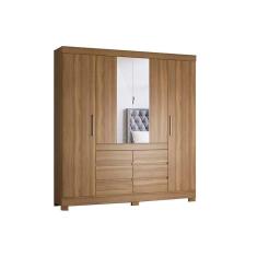 Guarda Roupa Casal 4 Portas E 6 Gavetas C/ Espelho Cádis Amêndola Touch - Demóbile
