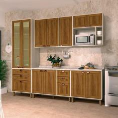 Cozinha Modulada Completa 5 Peças Com Tampo E Vidro Reflecta Sofia Pátina Com Moscatto