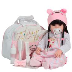 Boneca Reborn Realista Morena Enxoval Completo Fofinha - Cegonha Rebor