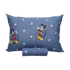 Jogo de Lençol 2 Peças Portallar Disney Mickey Circle Azul Solteiro