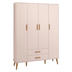 Guarda Roupa Infantil Isis 4 Portas e 2 Gavetas - Reller Móveis Rosa