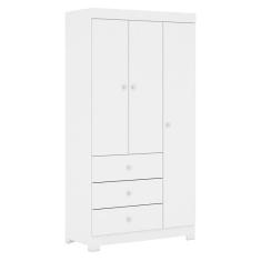 Guarda Roupa Infantil 99cm 3 Portas 3 Gavetas Duda Branco - Phoenix