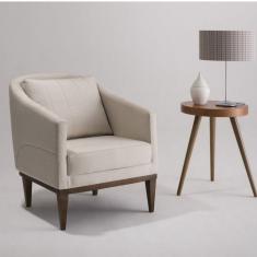 Poltrona Em Linho Imbuia Requadro Agatha Sofani Bege/imbuia