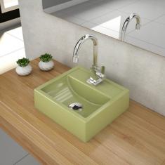 Kit Cuba Q32 Com Torneira Luxo 1195 Metal 1/4 Volta Verde Acqua