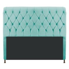 Cabeceira Estofada Cristal 160cm Queen Size Azul Tiffany