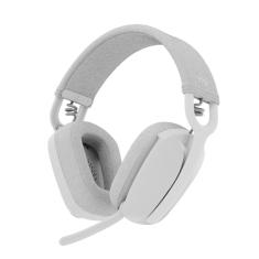 Headset Sem Fio Logitech Zone Vibe 100 Com Microfone Flip- to-Mute Com Cancelamento de Ruído, Conexão Bluetooth, Até 20h de Bateria, Design Leve e Confortável - Branco