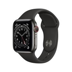 Apple Watch Series 6 Cellular + GPS, 40 mm, Aço Inoxidável Grafite, Pulseira Preto – M06X3BE/A