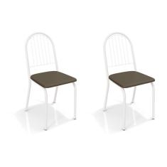 Conjunto com 2 Cadeiras de Cozinha Noruega Branco e Marrom