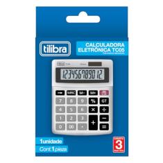 Tilibra - Calculadora de Mesa 12 Dígitos Pequena TC05 Cinza - 1 un
