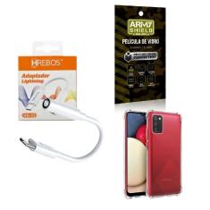 Capa Samsung A03S + Adaptador P2 Para Tipo C + Película 3D