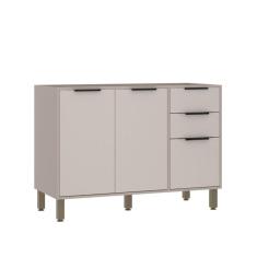 Balcão Para Pia 120cm 2 Portas E 3 Gavetas Sem Tampo Stylo Luciane Móveis Cinammon-beige