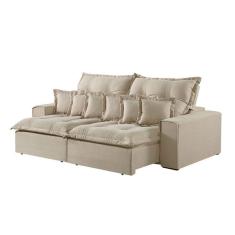 Sofá 4 Lugares Retrátil E Reclinável Linho M-144 Martins Creme