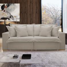 Sofá Cama 3 Lugares Arizona Retrátil 20735 Veludo Bege Claro  - Celflex