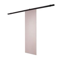 Porta De Correr Branco Prime Com Kit Alumínio Preto - 210x70