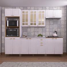 Cozinha Completa Firenze 14 Portas 2 Gavetas com Vidro 6171.133 Branca - Indekes