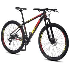 Bicicleta Aro 29 Krw Alumínio 24 Vel Freio A Disco X52 Quadro 17 Preto-Amarelo E Vermelho
